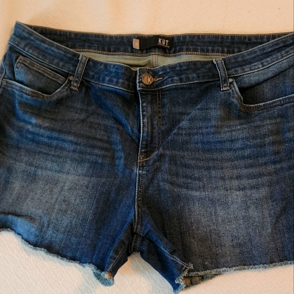 Kut from the Kloth Gidget Fray Denim Shorts Sz 18